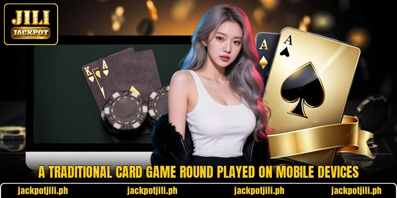 A traditional card game round played on mobile devices A traditional card game round played on mobile devices