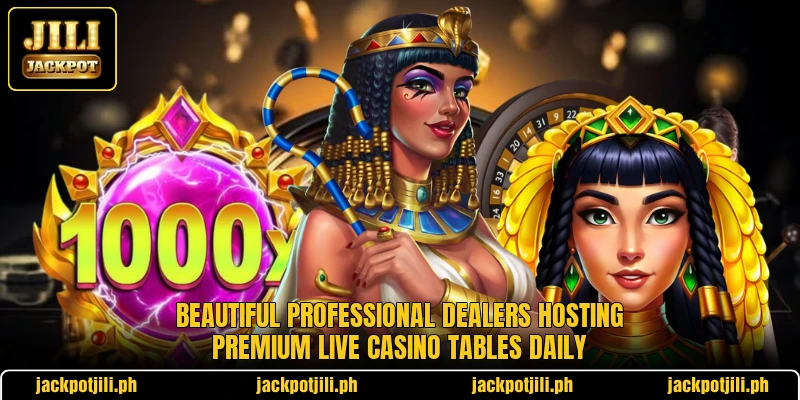 A professional dealer manages the live casino table game A professional dealer manages the live casino table game
