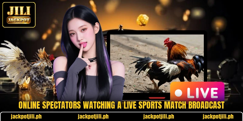 Online spectators watching a live sports match broadcast Online spectators watching a live sports match broadcast