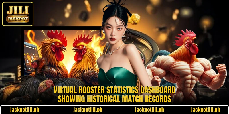 Virtual rooster statistics dashboard showing historical match records Virtual rooster statistics dashboard showing historical match records